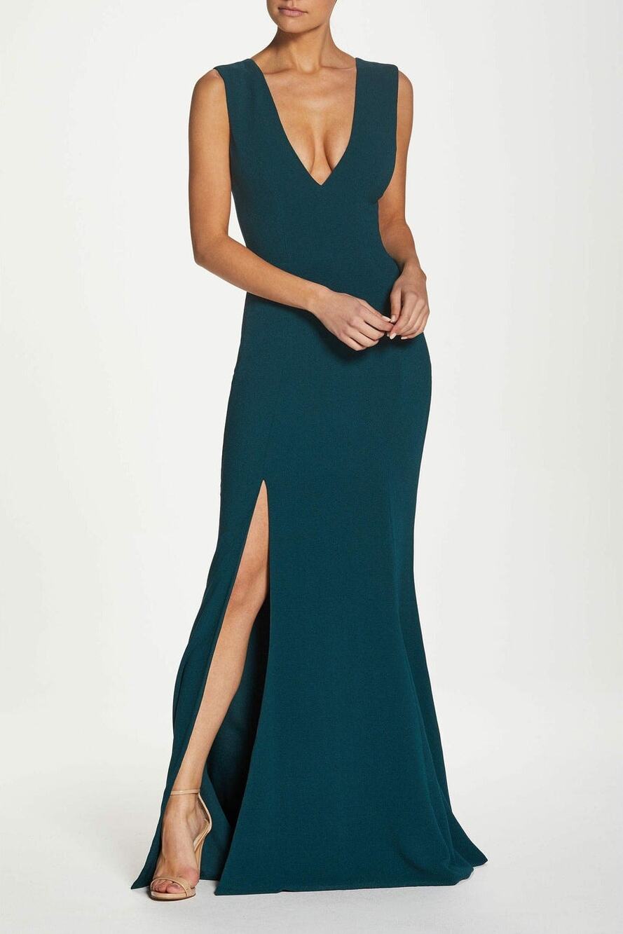 Dress the Population Sandra V-Neck Gown Pine S
